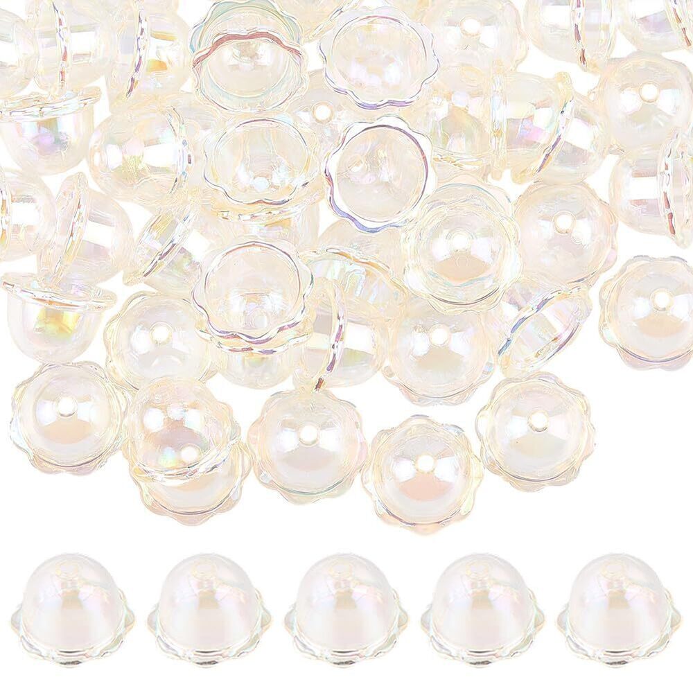6195 60Pcs Acrylic Flower Bead Caps Large Trumpet Flower Beads 2.4 x 1.55cm